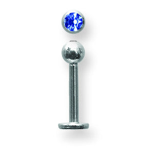 SGSS Labret w Gem Balls 14G (1.6mm) 3/8 (10mm) Long w 4mm gem ball end BDLSG14-40-4-BD - shirin-diamonds