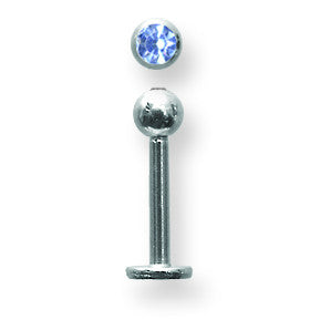 SGSS Labret w Gem Balls 14G (1.6mm) 3/8 (10mm) Long w 4mm gem ball end BDLSG14-40-4-BL - shirin-diamonds