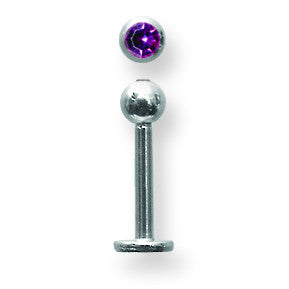 SGSS Labret w Gem Balls 14G (1.6mm) 3/8 (10mm) Long w 4mm gem ball end BDLSG14-40-4-PUD - shirin-diamonds
