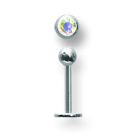 SGSS Labret w Gem Balls 16G (1.3mm) 5/16 (8mm) Long w 3mm gem ball end BDLSG16-30-3-AB - shirin-diamonds