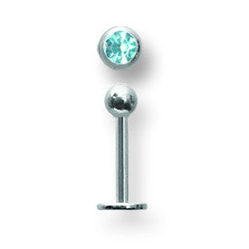 SGSS Labret w Gem Balls 16G (1.3mm) 5/16 (8mm) Long w 3mm gem ball end BDLSG16-30-3-BA - shirin-diamonds