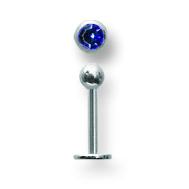 SGSS Labret w Gem Balls 16G (1.3mm) 5/16 (8mm) Long w 3mm gem ball end BDLSG16-30-3-BC - shirin-diamonds