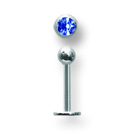 SGSS Labret w Gem Balls 16G (1.3mm) 5/16 (8mm) Long w 3mm gem ball end BDLSG16-30-3-BD - shirin-diamonds