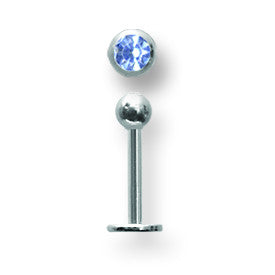 SGSS Labret w Gem Balls 16G (1.3mm) 5/16 (8mm) Long w 3mm gem ball end BDLSG16-30-3-BL - shirin-diamonds