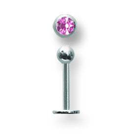 SGSS Labret w Gem Balls 16G (1.3mm) 5/16 (8mm) Long w 3mm gem ball end BDLSG16-30-3-PK - shirin-diamonds