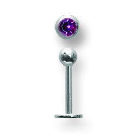 SGSS Labret w Gem Balls 16G (1.3mm) 5/16 (8mm) Long w 3mm gem ball end BDLSG16-30-3-PUD - shirin-diamonds