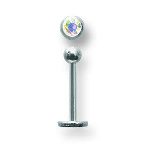SGSS Labret w Gem Balls 16G (1.3mm) 3/8 (10mm) Long w 3mm gem ball end BDLSG16-40-3-AB - shirin-diamonds