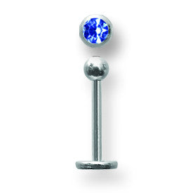 SGSS Labret w Gem Balls 16G (1.3mm) 3/8 (10mm) Long w 3mm gem ball end BDLSG16-40-3-BD - shirin-diamonds