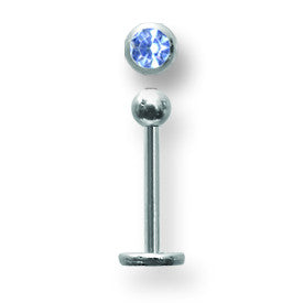 SGSS Labret w Gem Balls 16G (1.3mm) 3/8 (10mm) Long w 3mm gem ball end BDLSG16-40-3-BL - shirin-diamonds