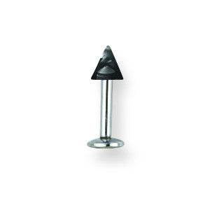 SGSS Labret w UV Sensitive Acrylic Cone 14G (1.6mm) 5/16 (8mm) Long w 4 BDLUVC14-30-44-BK - shirin-diamonds