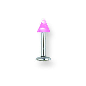 SGSS Labret w UV Sensitive Acrylic Cone 14G (1.6mm) 5/16 (8mm) Long w 4 BDLUVC14-30-44-PK - shirin-diamonds
