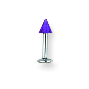 SGSS Labret w UV Sensitive Acrylic Cone 14G (1.6mm) 5/16 (8mm) Long w 4 BDLUVC14-30-44-PUD - shirin-diamonds