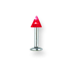 SGSS Labret w UV Sensitive Acrylic Cone 14G (1.6mm) 5/16 (8mm) Long w 4 BDLUVC14-30-44-RD - shirin-diamonds