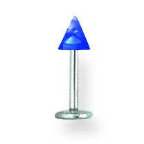 SGSS Labret w UV Sensitive Acrylic Cone 16G (1.3mm) 5/16 (8mm) Long w 4 BDLUVC16-30-44-BC - shirin-diamonds