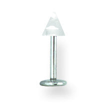 SGSS Labret w UV Sensitive Acrylic Cone 16G (1.3mm) 5/16 (8mm) Long w 4 BDLUVC16-30-44-CL - shirin-diamonds
