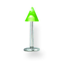 SGSS Labret w UV Sensitive Acrylic Cone 16G (1.3mm) 5/16 (8mm) Long w 4 BDLUVC16-30-44-GC - shirin-diamonds