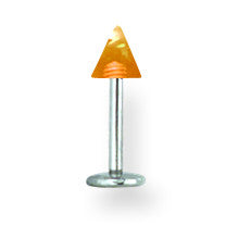 SGSS Labret w UV Sensitive Acrylic Cone 16G (1.3mm) 5/16 (8mm) Long w 4 BDLUVC16-30-44-OR - shirin-diamonds