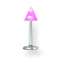 SGSS Labret w UV Sensitive Acrylic Cone 16G (1.3mm) 5/16 (8mm) Long w 4 BDLUVC16-30-44-PK - shirin-diamonds