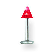 SGSS Labret w UV Sensitive Acrylic Cone 16G (1.3mm) 5/16 (8mm) Long w 4 BDLUVC16-30-44-RD - shirin-diamonds