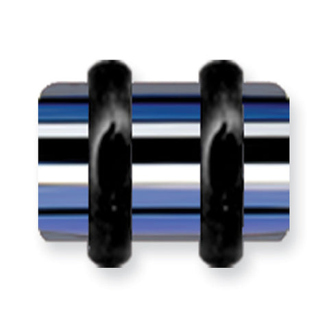 Acrylic UV Sensitive Layered Plug (Racer Stripes) Mens Colors w Flat Ends BDPALM0-50-BBW - shirin-diamonds