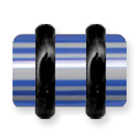 Acrylic UV Sensitive Layered Plug (Racer Stripes) Mens Colors w Flat Ends BDPALM0-50-BLG - shirin-diamonds