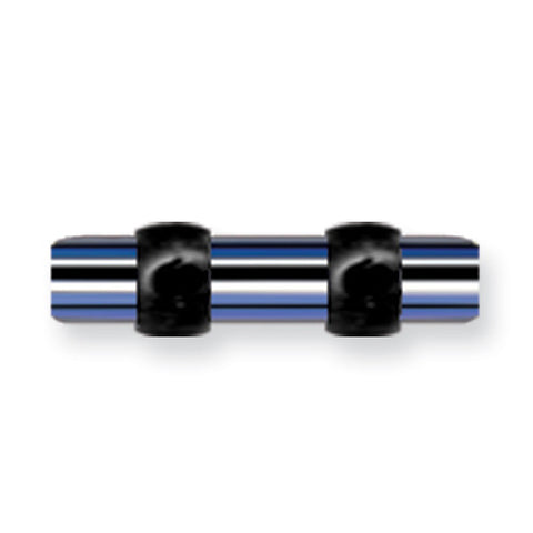 Acrylic UV Sensitive Layered Plug (Racer Stripes) Mens Colors w Flat Ends BDPALM10-50-BBW - shirin-diamonds
