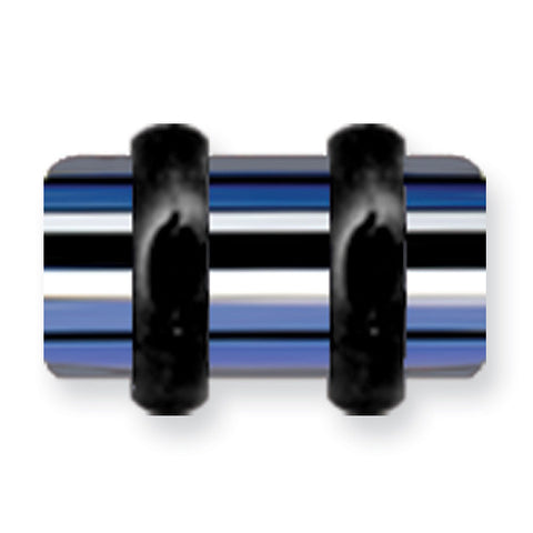 Acrylic UV Sensitive Layered Plug (Racer Stripes) Mens Colors w Flat Ends BDPALM2-50-BBW - shirin-diamonds