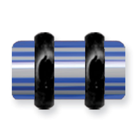 Acrylic UV Sensitive Layered Plug (Racer Stripes) Mens Colors w Flat Ends BDPALM2-50-BLG - shirin-diamonds