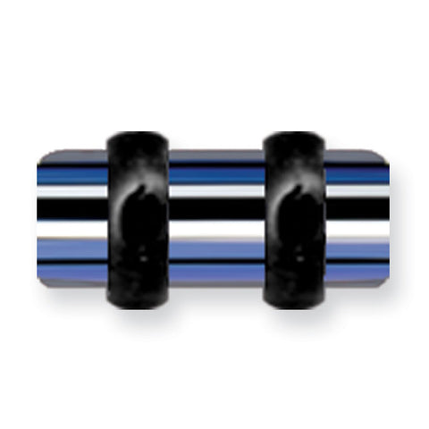 Acrylic UV Sensitive Layered Plug (Racer Stripes) Mens Colors w Flat Ends BDPALM4-50-BBW - shirin-diamonds