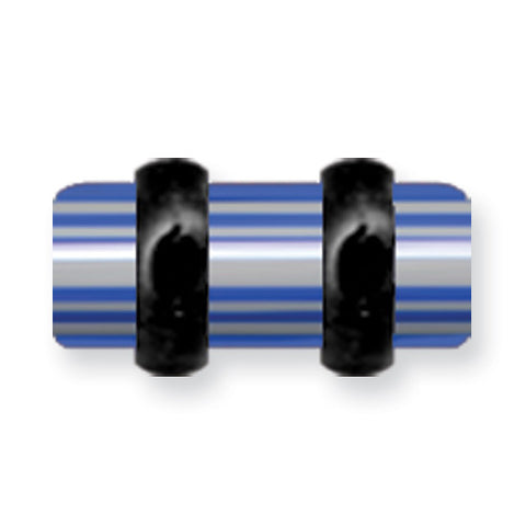 Acrylic UV Sensitive Layered Plug (Racer Stripes) Mens Colors w Flat Ends BDPALM4-50-BLG - shirin-diamonds