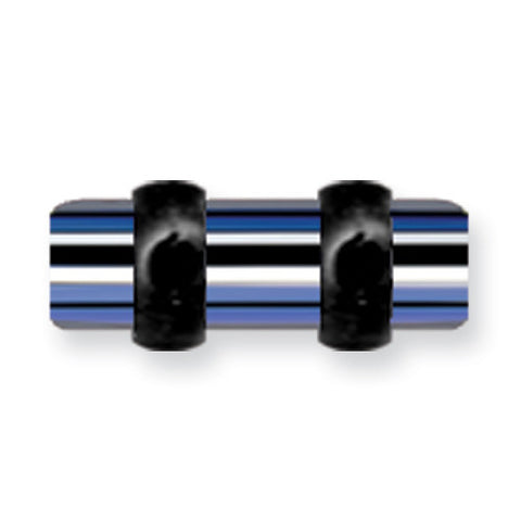 Acrylic UV Sensitive Layered Plug (Racer Stripes) Mens Colors w Flat Ends BDPALM6-50-BBW - shirin-diamonds