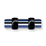 Acrylic UV Sensitive Layered Plug (Racer Stripes) Mens Colors w Flat Ends BDPALM8-50-BBW - shirin-diamonds