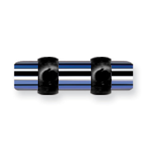 Acrylic UV Sensitive Layered Plug (Racer Stripes) Mens Colors w Flat Ends BDPALM8-50-BBW - shirin-diamonds