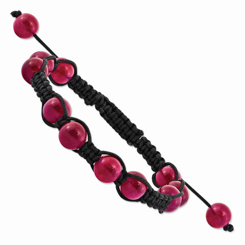 8mm Red Aventurine Beads and Black Cord Bracelet BF2122 - shirin-diamonds