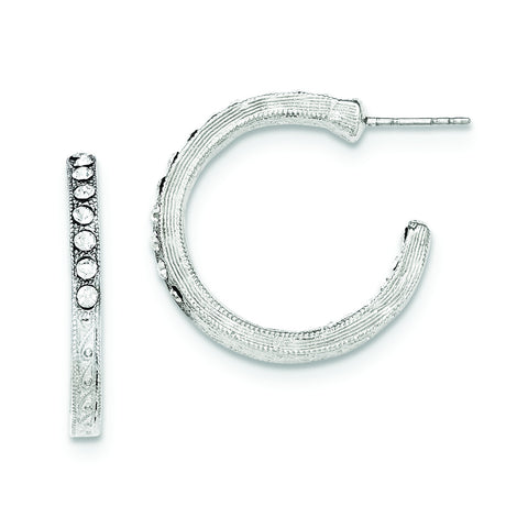 Silver-tone In/Out White Crystal Hoop Earrings BF2411 - shirin-diamonds
