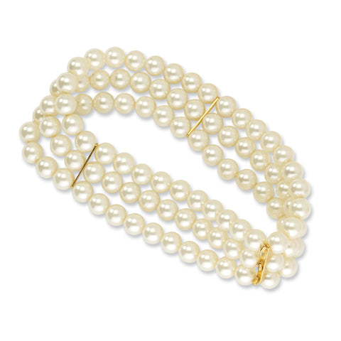 Gold-tone Cultura Simulated Pearl Stretch Bracelet BF975 - shirin-diamonds