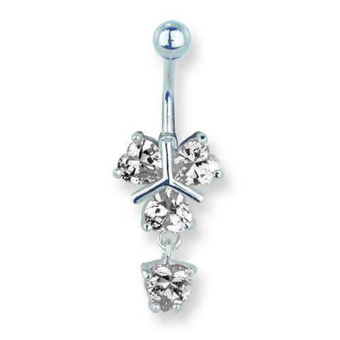 SGSS Curv Shaft w Fancy Gem Charm & Dangle 14G (1.629mm) 11mm Long 5mm & 8m BFGCD294-CL - shirin-diamonds