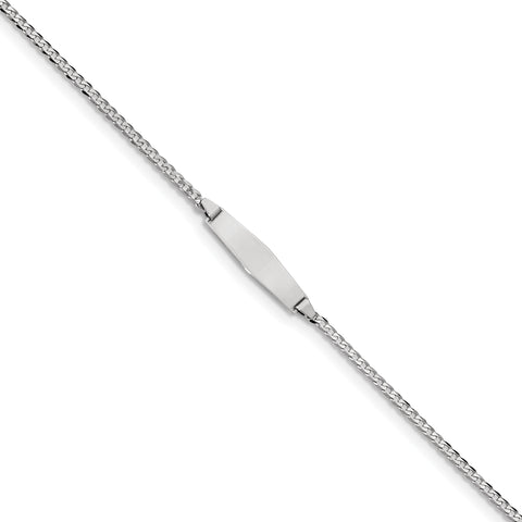 14k WG Flat Curb Link Soft Diamond Shape ID Bracelet BID103CW - shirin-diamonds