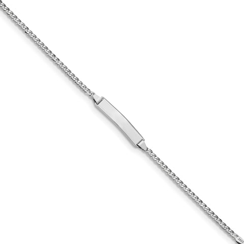14k WG Flat Curb Link ID Bracelet BID103W - shirin-diamonds