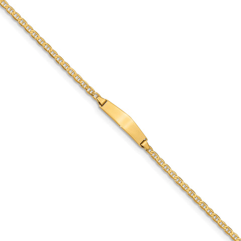 14k Flat Anchor Link Soft Diamond Shape ID Bracelet BID104C - shirin-diamonds