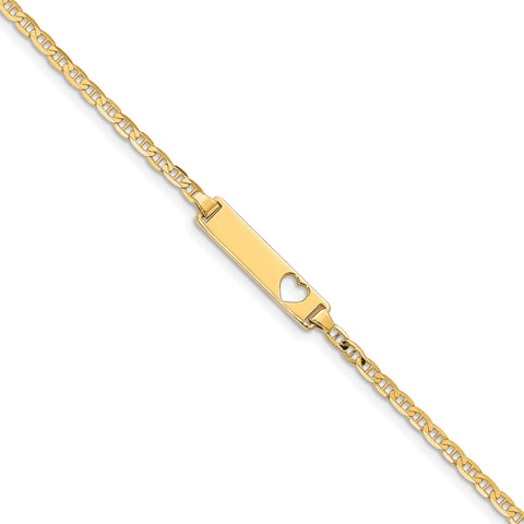 14k 6in Engraveable with Stamped-Out Heart Baby/Child ID Bracelet BID24 - shirin-diamonds