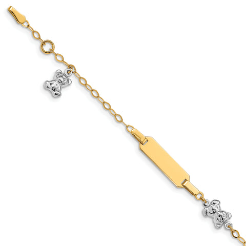 14k Two-tone Polished Teddy Bear ID Baby Bracelet BID89 - shirin-diamonds