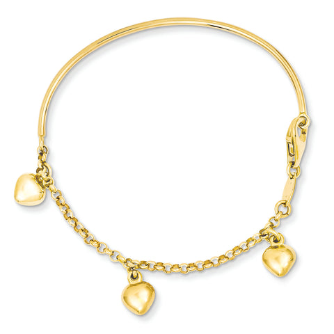 14k Polished Dangle Heart Baby Bracelet BID92 - shirin-diamonds