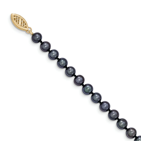 14k 5-6mm Black Near Round Freshwater Cultured Pearl Bracelet BPN050 - shirin-diamonds