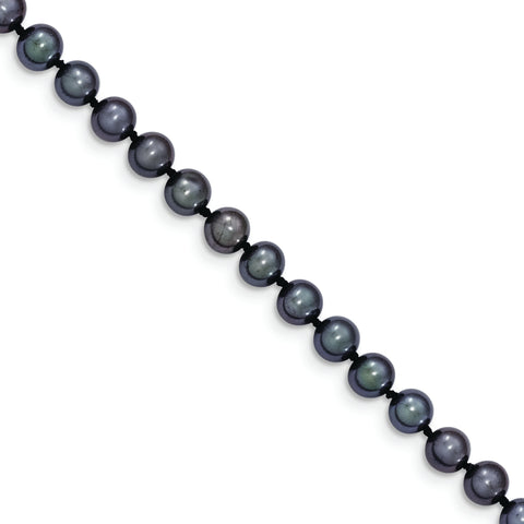 14k 5-6mm Black Near Round Freshwater Cultured Pearl Bracelet BPN050 - shirin-diamonds