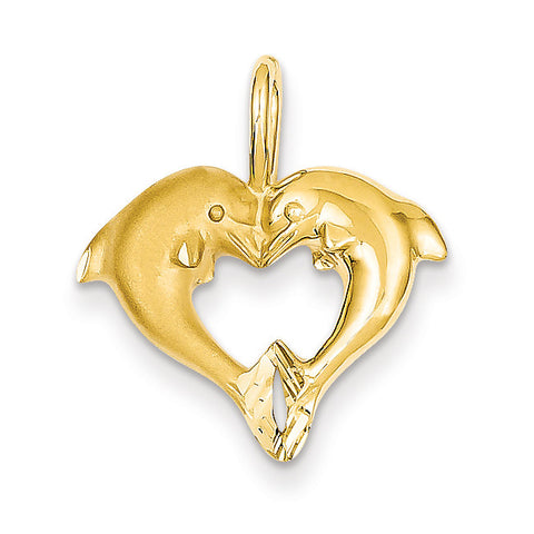 14k Dolphin Heart Pendant C122 - shirin-diamonds