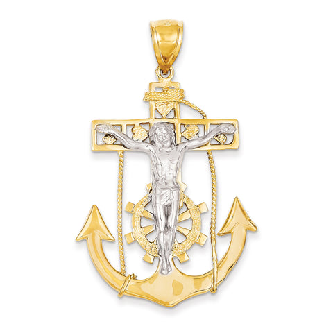 14k Two-tone Mariner's Crucifix Pendant C1419 - shirin-diamonds