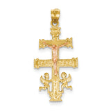 14k Two-tone (Yellow and White) Cara Vaca Crucifix Pendant C1427 - shirin-diamonds