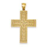 14k Greek Key Filigree Cross Pendant C1926 - shirin-diamonds