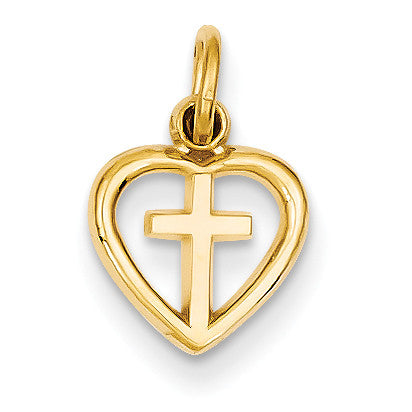14k Cross in Heart Charm C1947 - shirin-diamonds